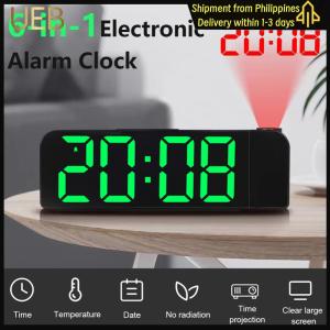 【UEB】 Projection Alarm Clock LED Digital Alarm Clock Large Number Display Desk Alarm Clock Temperature/Date Display for Heavy Sleepers