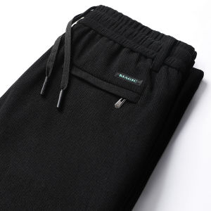 Men Casual Corduroy Pants Autumn Winter Mens Straight Trousers Brown Black Thick Warm Oversize Loose Fit Elastic Waist Pants