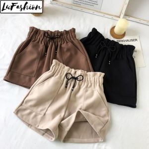 Womens Thicken Baggys High Waist Wide Leg Pants Casual Short Pants