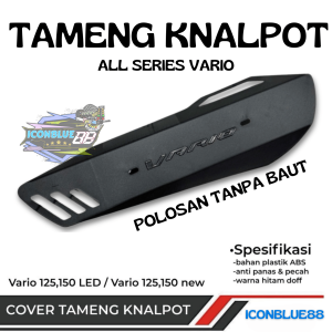 iconblue88 Cover Tutup Tameng Knalpot Vario Karbu 110 125 150 160 Old New + 2 BAUT HITAM untuk Universal all Series Vario