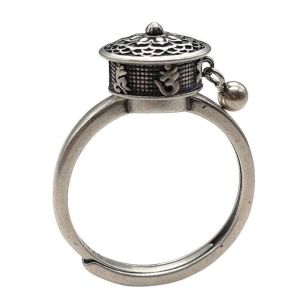 DANGSTORA Rotatable Spinner Ring Open Flower Vintage Ring Tibetan Ethnic Style Fortune Wealth Ring Gift
