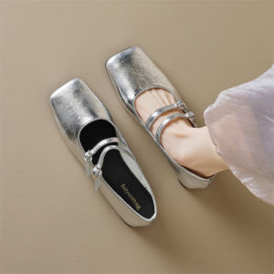 【BbbDAN】จัดส่งจากกรุงเทพ! รองเท้าแมรี่เจนส้นแบนสีน้ำตาลเงินสีดำสำหรับผู้หญิงเป็นแฟชั่นและใช้งานได้หลากหลายสวมใส่ได้เป็นเวลานานโดยไม่เมื่อยล้าและเหมาะสำหรับสไตล์ต่างๆ