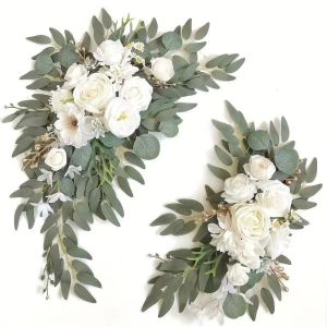 MLADEN Artificial Wedding Arch Garland 2 Set Faux Flowers Greenery for Ceremony Decor and Reception