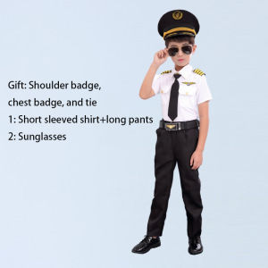 Pilot Career Costume For Kids Career Guidance Costume Airline Pilot Captain Costume Flight Attendant Air Force Uniform Set Cosplay Uniforms Children Boys Aircraft Captain Clothes