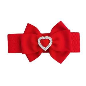 Heart Shaped Rhinestones Embellished Elastic Waist Belt For Women Fashion Party Accessory