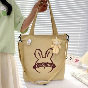 IELGY canvas tote bag womens simple printed shoulder shoulder bag