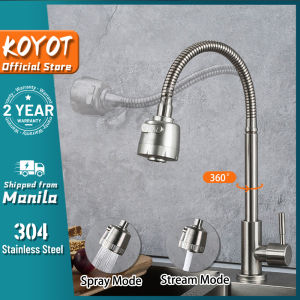 KOYOT 304 Stainless Steel 360° Flex Rotation Universal Two Effluent Kitchen Faucet for Sink