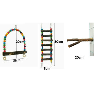 🇸🇬 Small Parrot Bird Toys Set: Cage Swing Ladder Perch & Climbing Accessories