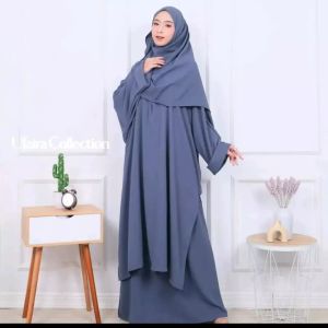 Tunik Abaya Set Rok Pashmina / Setelan Syari Bahan Crinkle Airflow M XL XXL / Abaya Muslimah Adem Terlaris