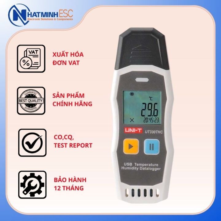 Bộ ghi dữ liệu nhiệt độ, độ ẩm UNI-T UT330THC (-30~70°C, 0~99.9%RH, App, Type-C)
