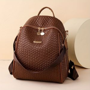 BTSO (( COD )) Tas Ransel Wanita Tas Fashion Tas Sekolah Tas Multifunsi Tas Bisa Selempang Tas Motif Anyam Tas Model IMport