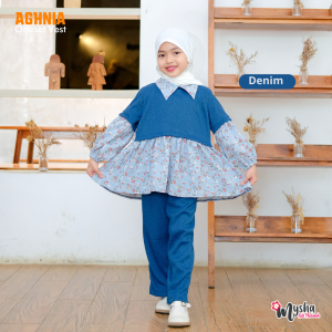 Mysha Kids Muslimah - One set Anak Perempuan Muslim Aghnia Model Vest Bahan Rib Knit Usia 2-10 th