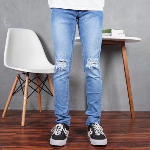 CELANA JEANS PRIA SOBEK LUTUT TERBARU/CELANA JEANS PANJANG PRIA PENSIL HITAM SLIMFIT/RIPPED JEANS