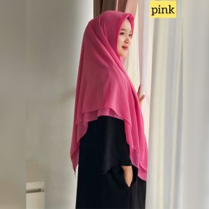 khimar ceruty rumaisha / jilbab  2 layer  / jilbab  syari panjang / segi empat instan jumbo