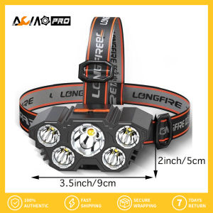 AumoPro ไฟหน้ากันน้ำไฟหน้าชาร์จได้5ไฟฉายคาดศีรษะ LED สว่างสุดๆไฟฉายคาดศีรษะกันน้ำไฟฉายติดศีรษะสำหรับออกค่ายวิ่งกลางแจ้งใช้ไฟฉายติดศีรษะ1ชิ้น