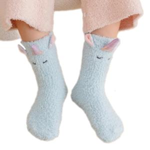 ถุงเท้าถุงเท้าขนแกะหุ้มข้อสำหรับเด็ก1-12ปีถุงเท้าลายยูนิคอร์นระบายอากาศได้ดีนุ่ม