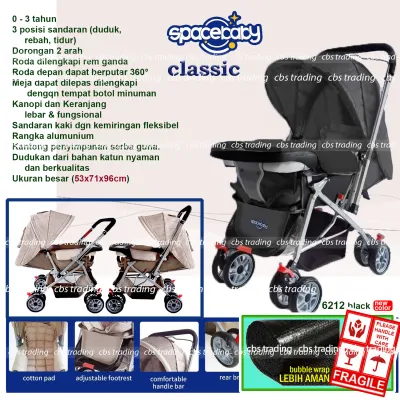 Spacebaby Stoller sb 6212 / 6055 (Size XL) New Handle Reversible - Kereta dorong bayi dorongan bolak balik arah