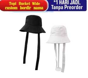 TOPI BUCKET WIDE CUSTOM BORDIR NAMA DAN LOGO SUKA SUKA topi bucket selebgram aksen tali BUCKET MUSLIMAH CEWE