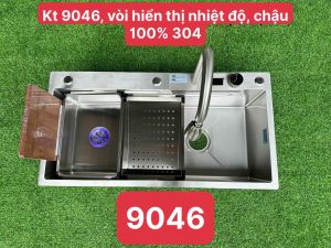 CHẬU THÁC Chậu Rửa Chén Bát CAO CẤP VÀ VÒI RÚT HIỆN ĐẠI CHẬU PHỦ NANO XÁM CHỐNG TRẦY N20 9046 KHAY VÀ THỚT và xả bồn rửa chén chậu rửa chén