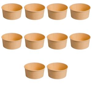 10 miếng Bát giấy kraft dùng một lần có nắp đậy khả năng chịu nhiệt và thiết kế chống rò rỉ hoàn hảo cho phục vụ và sử dụng nhà
