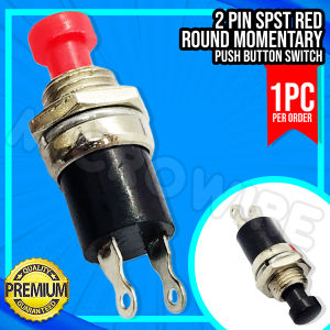 MW SPST Red Round Push Button Switch – 2-Pin Momentary 1A 250V AC Normally Open