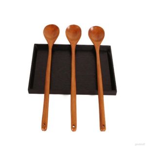 QIANZHUO Kids Table Tableware Long Handle Catering Wooden Cooking Cutlery Scoop Tea Spoon Kitchen Utensil Spoon Soup Spoon