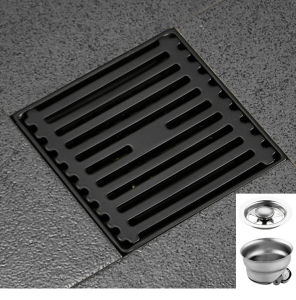 🅼🅹 Square Floor Drains Stainless Steel Shower Drainer Bathroom Waste Drain Deodorant Black Golden