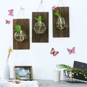 ODZ5L Creative Wall Mount Glass Vase Wall Hanging Vintage Plant Flower Pots Landscape Decoration Small Fish Tank Hydroponic Container Hotel