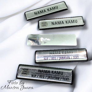 NAMA dan LOGO - Nama Dada Transparan - Papan Nama Dada - Kuningan Stainless Akrilik