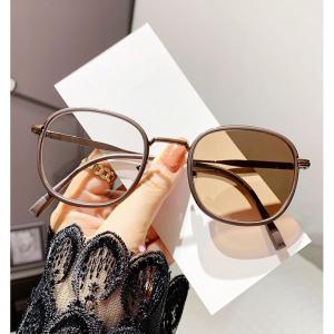 JN IMPRESSION Anti-blue Light Discoloration Fashionable Chestnut Brown High-end Whitening Flat Glasses Frame Finished Myopia Glasses