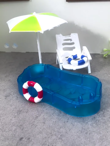 1/12 Scale Miniature Beach Chair and Swim Rings Set Great for Creative Role Playing Game Dollhouses Poolside Scene Display