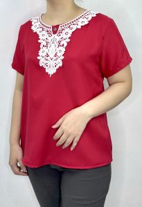 LVL -  Blouse Jumbo Kerah Renda Rivena Atasan Bigsize Baju Cewek Blus Lengan Pendek Model Baru size L dan XXL dan 3XL