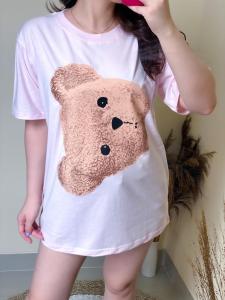Kaos Oversize Wanita Atasan Wanita Jumbo Bahan Cotton Combed 30s Motif Bear