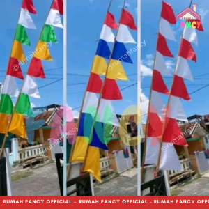 8 GELOMBANG BENDERA UMBUL UMBUL WARNA WARNI Merah Putih Biru Zig Zag Motif Garuda / Polos 17 Agustus