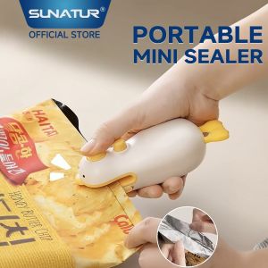 Mini Bag Sealer 2 In 1 Snack Food Bag Sealing Machine Cute Duck Portable USB Rechargeable Hand Pressure Heat Sealer