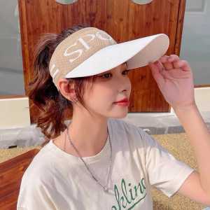 FU  Topi Senam Wanita Summer Knit Visor SPORT Baseball Cap Topi SPORTS Olahraga Rajut Katun Topi Pantai Sunshade T4