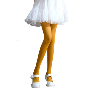 Semi Opaque Footed Tights for Women Solid Color High Elastic Run Resistant Control Top Soft Pantyhose Tights Stockings