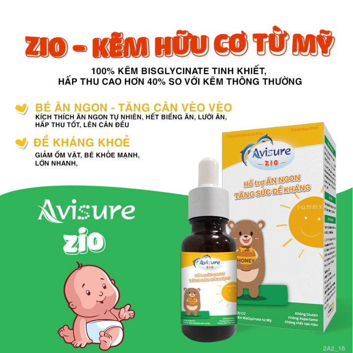 Kẽm hữu cơ nhỏ giọt từ MỸ cho bé Avisure Zio 20ml