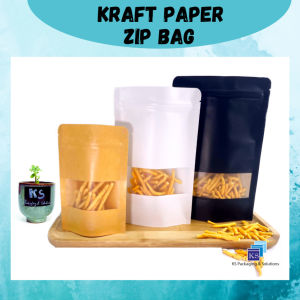 cod-ship with 24h(50pcs) Kraft Paper Zip Lock Bag/Kraft Paper Zipper Bag/Goodies Bag Kraft/Kraft Paper zip lock bag with window