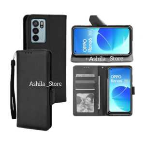 OPPO Reno 6 5G Case Wallet Casing Dompet  Flip Cover Leather Premium Sarung Buku HP Bisa Standing