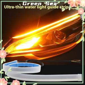 Green sea lazlook 2ชิ้น30เซนติเมตรรถยืดหยุ่น DRL ไฟหน้ารถแถบไฟ LED อเนกประสงค์กันน้ำสัญญาณไฟเลี้ยวสีเหลืองไฟเบรก