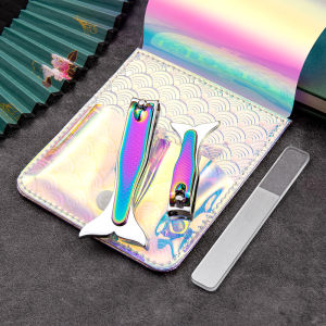 Lusluking Gradient Stainless Steel Nail Clippers Nano Glass Nail Polishing File Cutter Nipper Toenail Fingernail Nail Tools