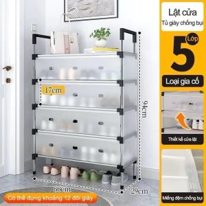 Kệ Inox 5 Tầng Có Vách Ngăn Chắn Bụi 3 CHIỀU Giá Để Giày Dép Tủ Giày Thế Hệ Mới