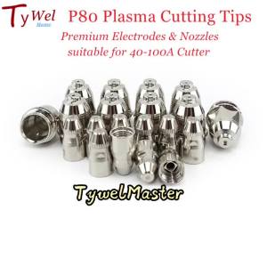 20 ชิ้น หัวตัดพลาสม่า P80 คุณภาพสูง สำหรับตัด 60A 80A 100A หัวตัดพลาสม่า P80 หัวอิเล็กด