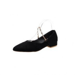 Free Shipping Retro Pointed-Toe Shallow-Cut Suede Flats For Women New Autumn Collection Breathable Elegant And Casual With A Chunky Heel