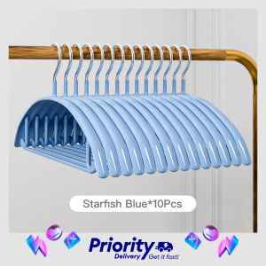 [Bundle of 10]Rainbow Plastic-coated Hanger Nano Traceless Anti-slip Clothes Rack Multipurpose Pants Trousers Skirts Rack Stainless Steel Hooks 5 Colors Available