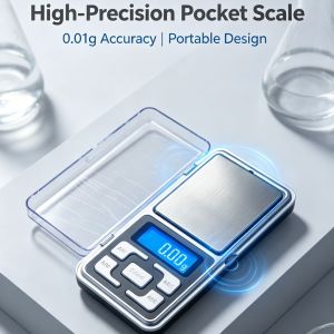 Digital Pocket Scale 0.01g-200g High Precision Mini Weighing Scale Portable Jewelry Multi Unit Tare Function