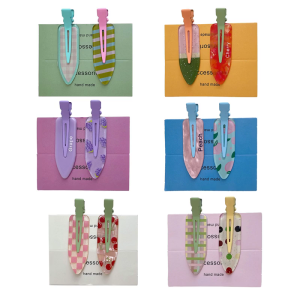 No Bend Hair Clip 2Pieces Colorful Design Flat Styling Pins for Women Girls Comfortable and Lightweight