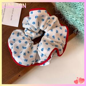 [KUNLIAN] Beautiful Embroidered Large Scrunchies Elastic Hair Bands Hair Ties Women Sweet Hair Accessories Ponytail Holder Head Rope
