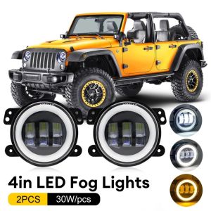 W0AGZ4J2 2PCS 4 Inch LED Fog Lights Waterproof Amber Yellow Led Chips Offroad Driving Fog Lights Professional Car Motorcycle Lamp